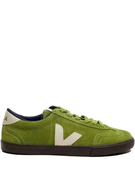 Sneakerși Veja Volley din piele de căprioară verde