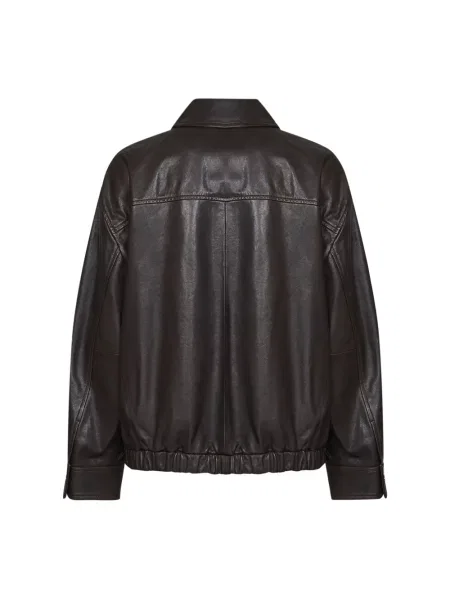 Kurtka skórzana Weekend Max Mara brązowa