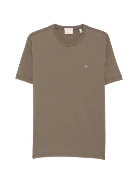Tricou Gant cu broderie cu decolteu rotund gri