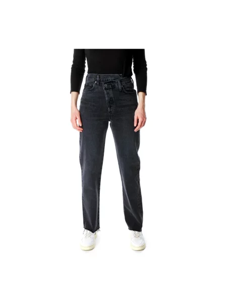 Jeansy straight leg Agolde czarne