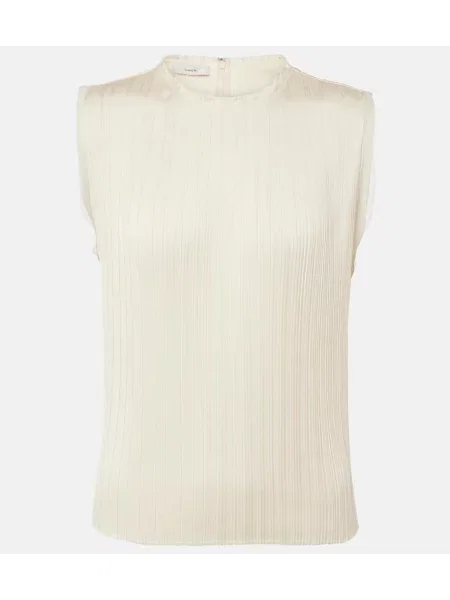 Top Vince din satin plisat alb