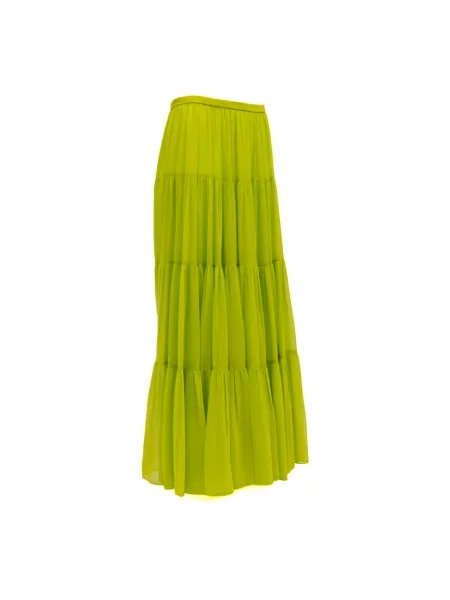 Spódnica maxi Valentino Garavani z falbankami zielona