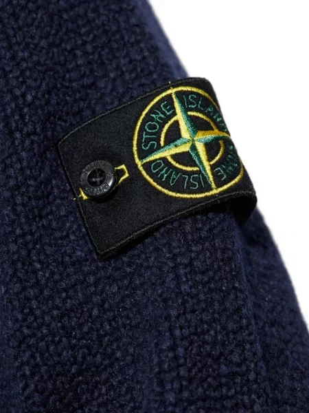 Pulover Stone Island de lână cu strasuri albastru
