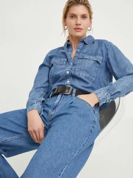 Levi's camasa femei cu guler clasic relaxed albastru
