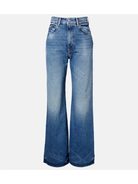 Blugi Acne Studios cu talie înaltă albastru