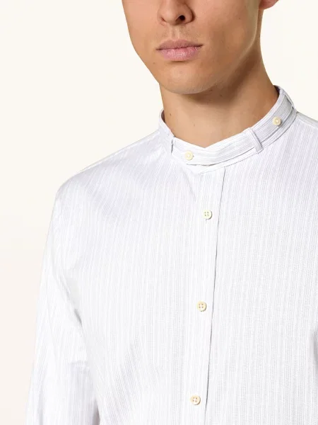 Gottseidank Krojová Košile Lenz Slim Fit Se Stojáčkem bílá/ světle šedá bílá