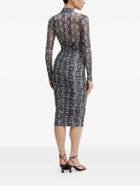 Rochie Bardot cu imagine cu model piele de șarpe de costum gri