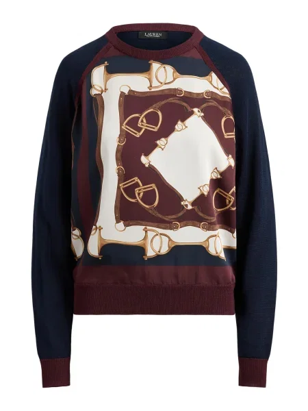 Lauren Ralph Lauren Pulover bleumarin / maro / roșu burgundy alb