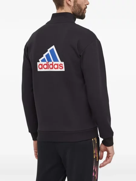 Majica s kapuljačom na patentni zatvarač Adidas s autogramom crna