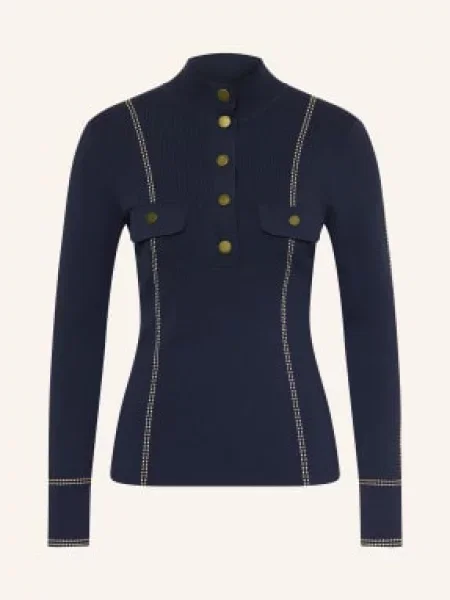 Sweter Reiss z długim rękawem granatowy