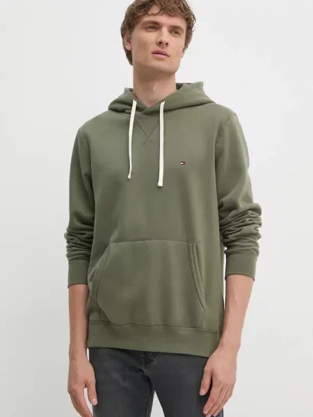 Tommy Hilfiger bluza z kapturem gładka zielony