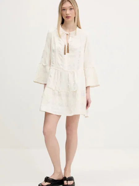 Superdry sukienka mini rozkloszowana beżowy