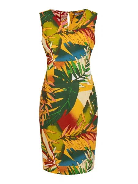 Quiosque Rochie cyan / galben închis / verde închis roșu