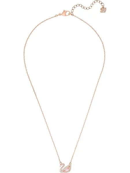 Swarovski Verižica Swan rožnato zlata / roza bela