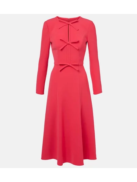 Rochie midi Carolina Herrera cu funde până la genunchi de costum roz