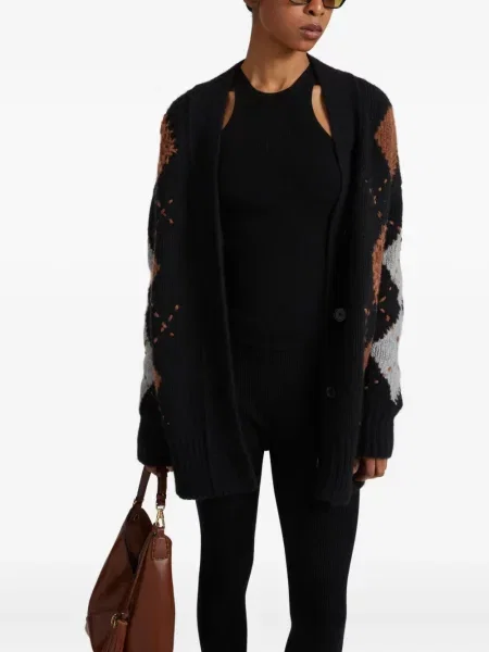 Kardigan Ermanno Scervino z kaszmiru z wzorem argyle czarny