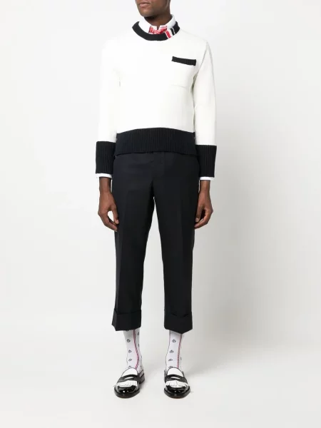 Zkrácené kalhoty Thom Browne modré