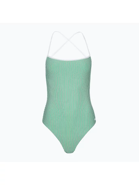 Дамски бански костюм Tommy Hilfiger Straight One Piece seersucker лъчисто зелено/бяло бяло