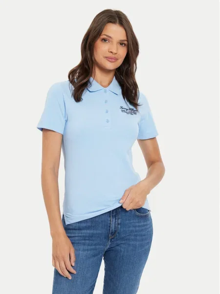 Tommy Hilfiger Tricou polo Script celest albastru