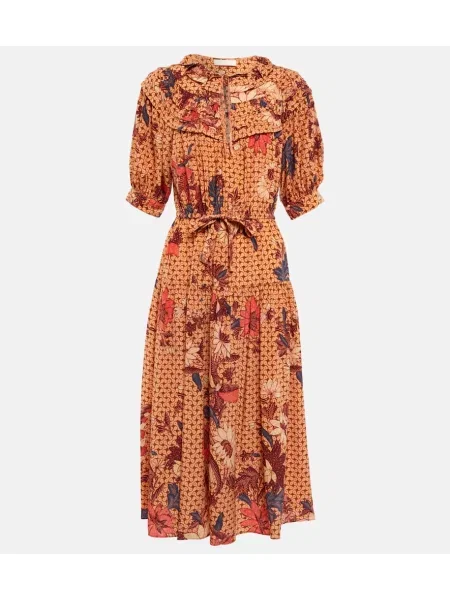 Svilena midi obleka Ulla Johnson s potiskom