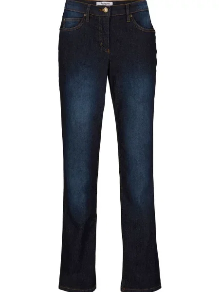 Jeansy ze stretchem straight mid waist niebieskie