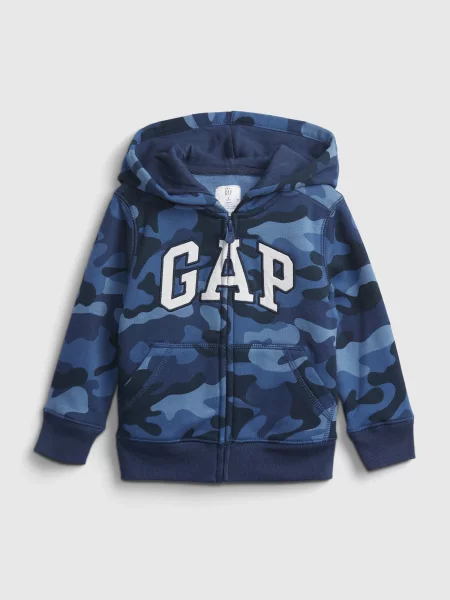 Bluza z kapturem Gap z nadrukiem niebieska