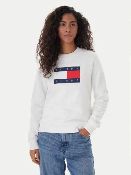 Tommy Jeans Megztinis be užsegimo tamsiai mėlyna / raudona balta