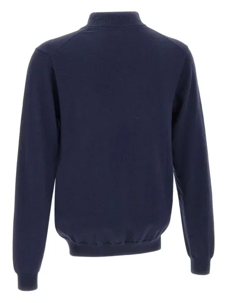 Pulover Sun68 cu broderie de jumătate de fermoar albastru