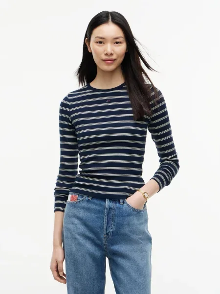 Tommy Jeans Tričko ESSENTIAL tmavomodrá biela