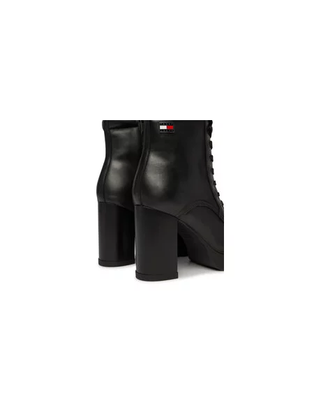Čizme Tommy Jeans Tjw Lace Up High Heel Boots crna