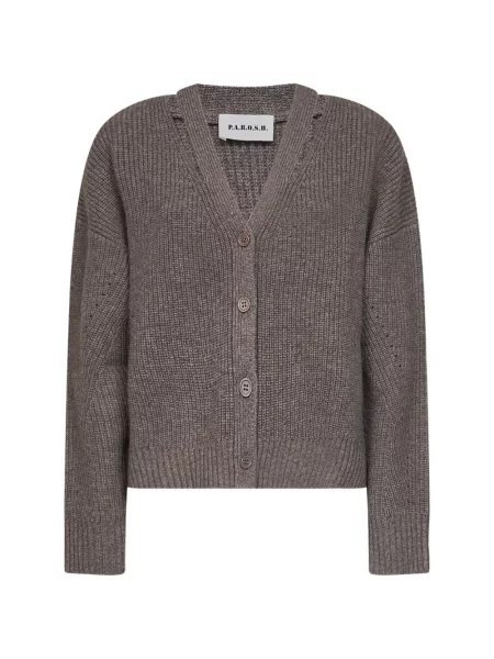 Cardigan P.a.r.o.s.h. tricotate cu decolteu în V chunky maro