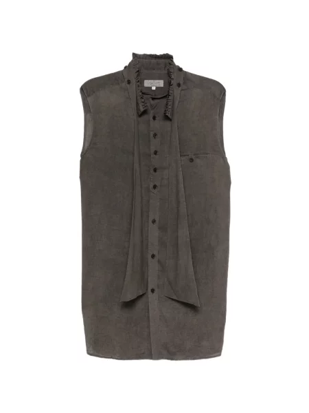 Cămașă Yohji Yamamoto fără mâneci cu volane gri