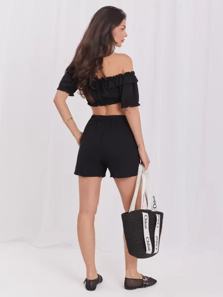 Mušelínové šortky Italy Moda čierna