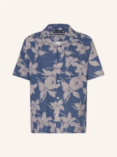 Allsaints Letní Košile Parterre Volný Střih modrá šedá