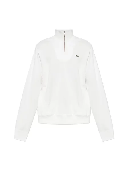 Bluza Lacoste z kołnierzem z logo biała