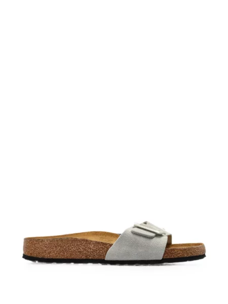 Sandale Birkenstock din piele de căprioară cu cataramă gri