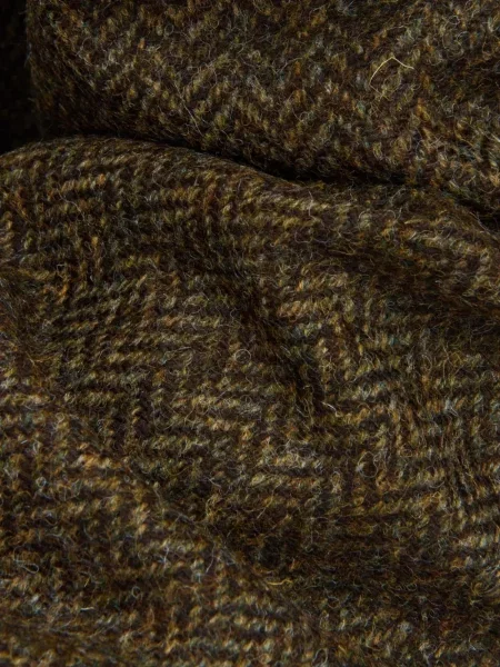 Geacă cămașă Xacus de lână cu model herringbone maro