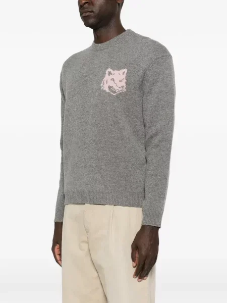 Pulover Maison Kitsune gri
