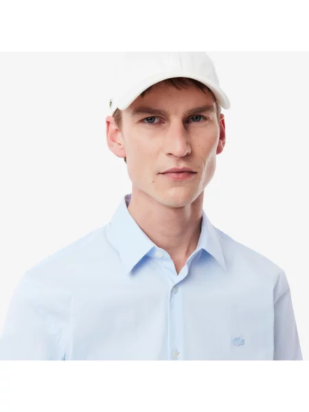 Lacoste Koszula Slim Fit Z Elastycznej Popeliny niebieski