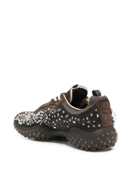 Sneakerși Miu Miu din piele maro