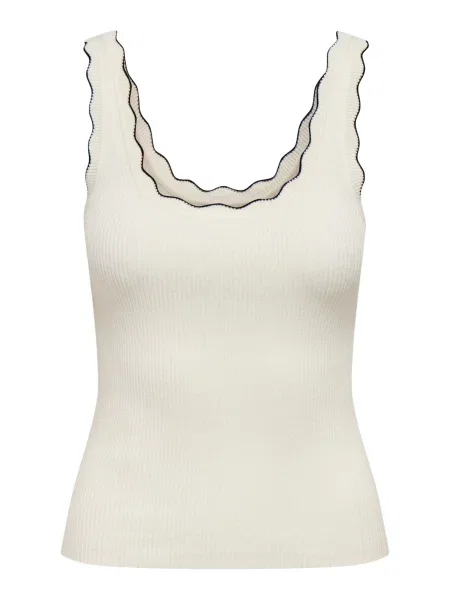 JDY Top brodat JDYNANNA / alb murdar negru