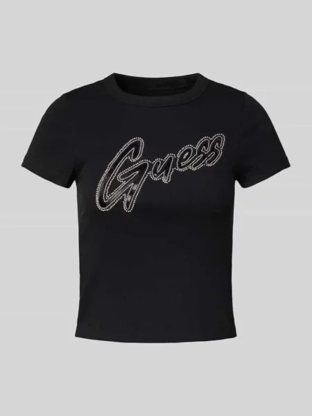 T-shirt z nadrukiem z logo Guess czarna