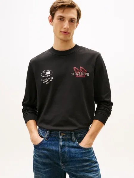 TOMMY HILFIGER Póló MODERN ATHLEISURE piros / fekete fehér