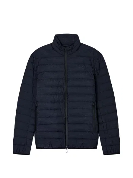 Пухено яке Emporio Armani с принт синьо
