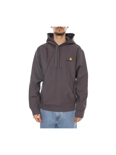 Carhartt WIP bluza Hooded American Script Sweat szary z kapturem gładka fioletowa