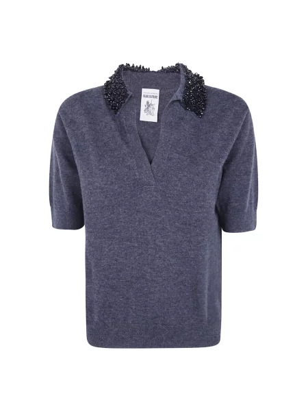 Sweter Semicouture z dekoltem w serek szary
