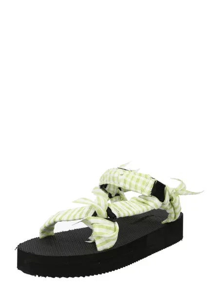 Warehouse Sandale verde deschis / murdar alb