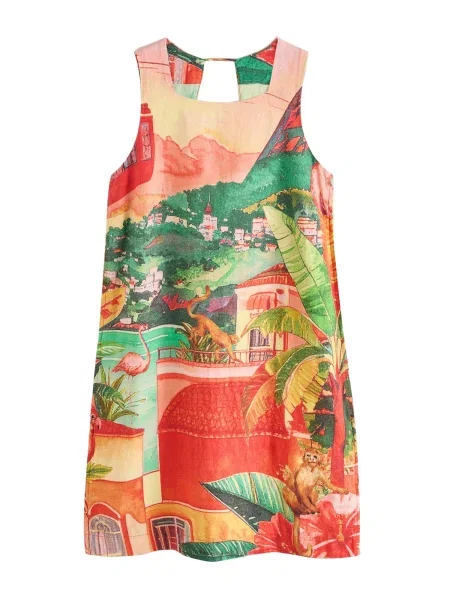 Next Rochie verde iarbă / portocaliu / roz / deschis roșu