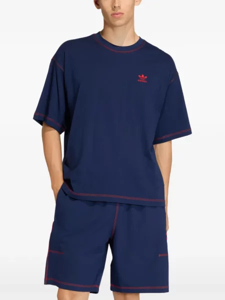 Ριγέ μπλούζα Adidas με κέντημα από διχτυωτό μαύρο