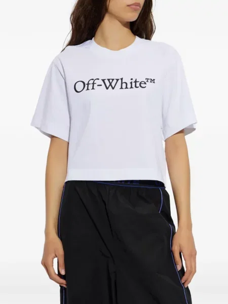 Decupat tricou Off-white cu imagine alb